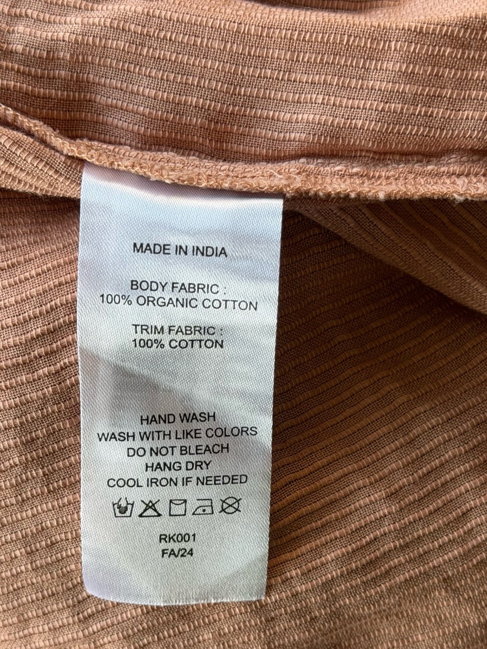 QUINCE 100% ORGANIC COTTON PEASANT BLOUSE SZ MED IN CAFE AU LAIT - Picture 7 of 8